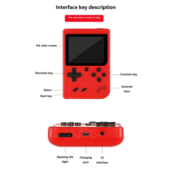 A Red Retro Classic Games Children's Handheld Small Game Console With Hundreds Of Game Charging Can Be Connected To The TV - Image 3
