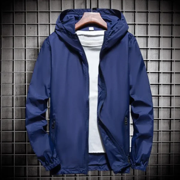 Windbreaker Jacket Men Women Thin Sun Protection Coat Hooded Long Sleeve Shrinkable Cuffs Pockets Zipper Placket - Image 2