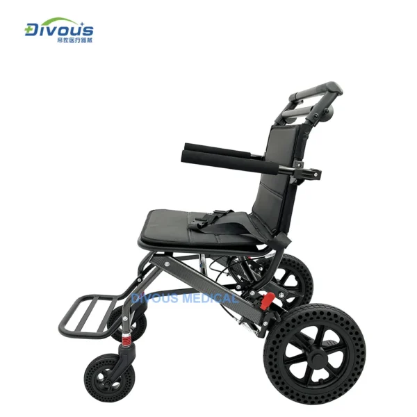 New Product Aluminium Alloy Foldable Ultralight Travel Manual Wheelchair For Airplane Airport Disable Elderly Trolly - Image 3