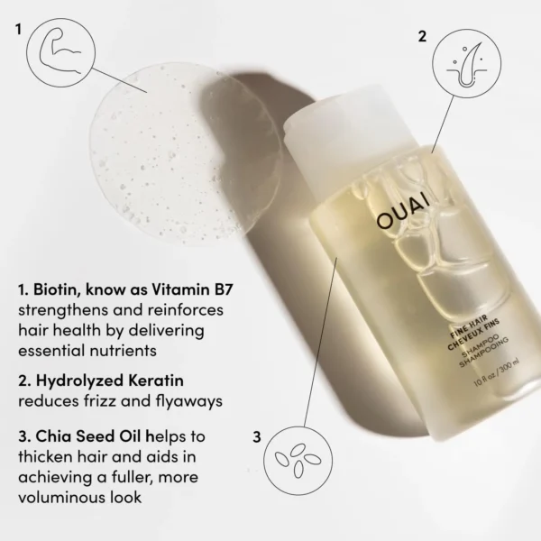 OUAI Fine Shampoo and Conditioner Set - Sulfate Free Shampoo and Conditioner for Fine Hair 300 mL + 300 mL - Image 3