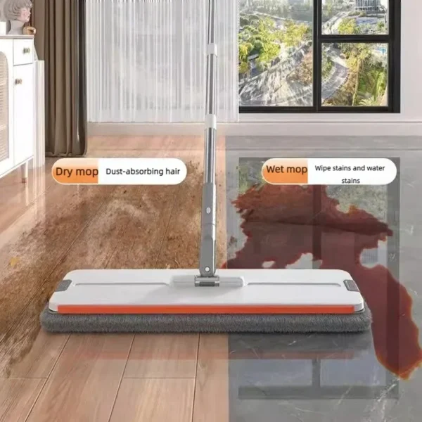 Hand Free Flat Floor With Bucket Mop 33cm Set For Home Floor Cleaning System 360 Rotating Washable Microfiber Lazy Cleaning Tool - Image 3