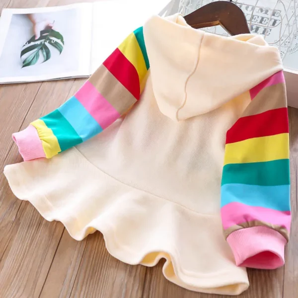 Melario Girls Dress Autumn Long Sleeve Rainbow Striped Princess Dresses for Girl Kids Dress Casual Children Clothing - Image 2