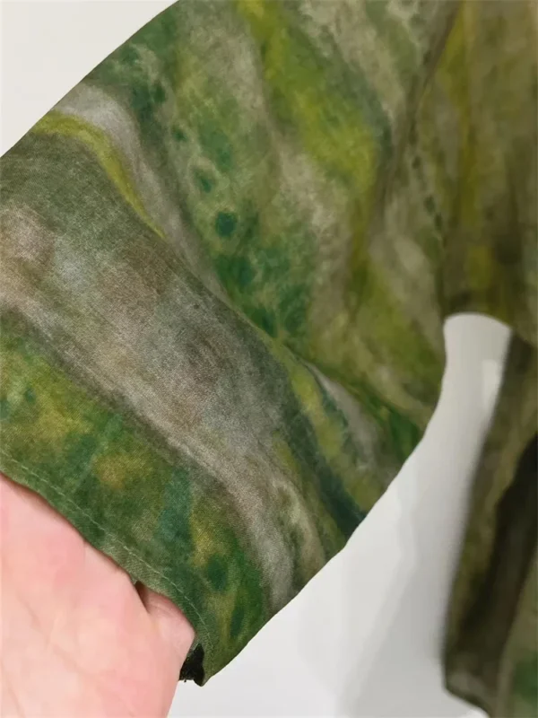 100% Ramie Shirt Women's Half Sleeve V-neck Green Printing Summer 2025 Lace-up Loose Female Blouse - Image 3