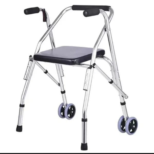 Foldable Walker with Seat,Rollator Walker with Durable Aluminum,330lbs Load Capacity, 2 Wheels for All Terrain