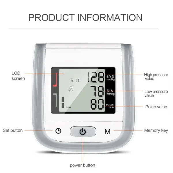 JianYouCare Medical Digital LCD Wrist Automatic Blood Pressure Monitor sphygmomanometer PR Heart Beat Rate Pulse Mete Tonometer - Image 2