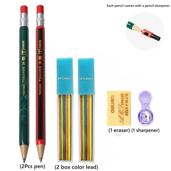 2.0 mm Mechanical Pencils Set 2B Automatic Student Pencils with Sharpener Color Pencil Leads School Pens Kawaii Cute Stationery - Image 6