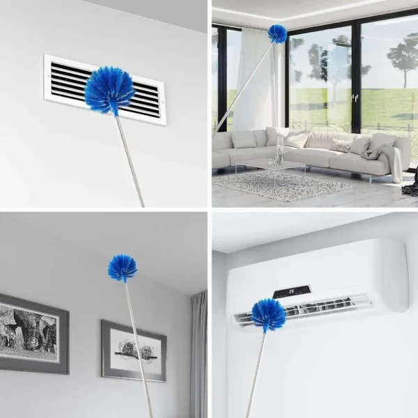 Ceiling fan dust removal with extension rod Spider web and corner brush cleaning kit 2 dust removal heads Clean telescopic rod - Image 4