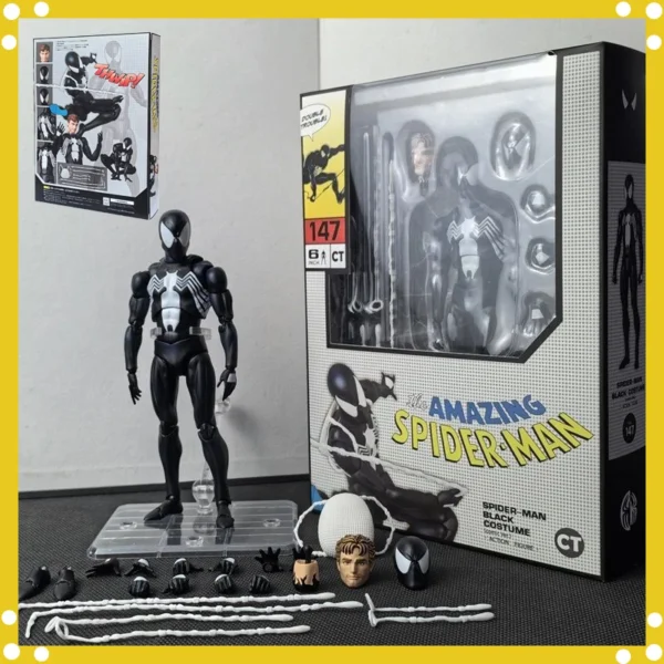 CT 1/12 The Amazing Spider-Man MAFEX 147 S.H.Figuarts Spider Man Venom symbiotic Black Suit Anime Action Figures 6" Model Toy