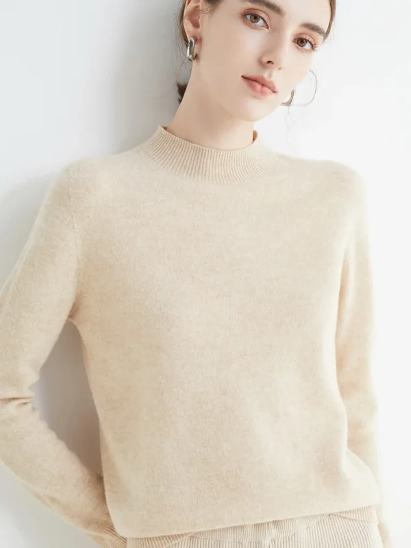 AOSSVIAO 2025 Autumn Winter Solid Mock-neck Pullover Sweater For Women Casual Knitwear Female Clothing Basic Soft Tops - Image 5