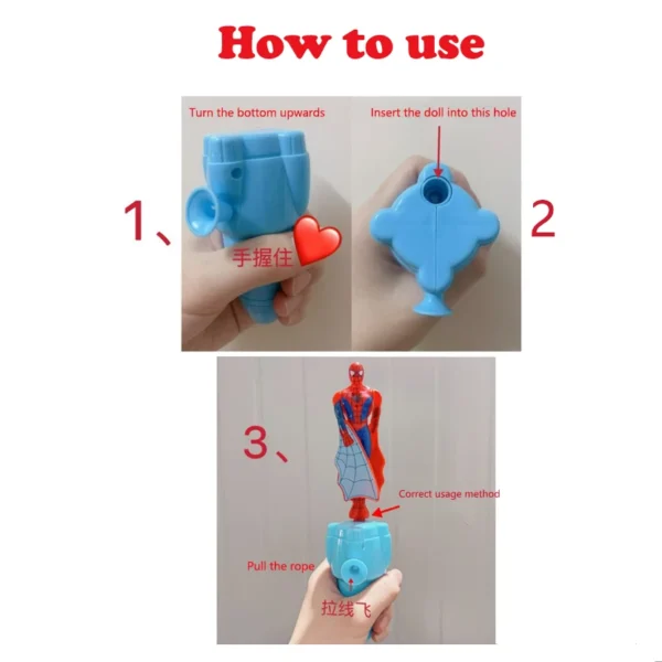 Anime Spiderman Bamboo Dragonfly Flying Toy Iron Man Captain Rotating String Flying Toys Outdoor Toy for Boys Children Gift - Image 3