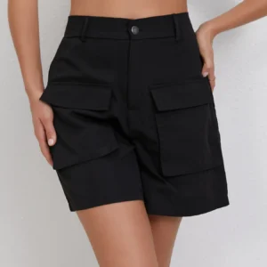 Women's High-Waist Slimming Cargo Shorts with Dual Side Pockets