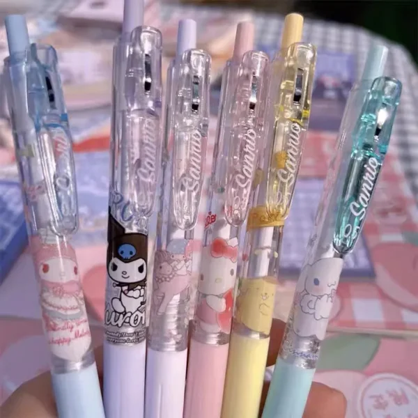 6Pcs Sanrio Cinnamoroll 0.5mm Gel Pens Set Hello Kitty Kuromi Black Pen School Supplies Anime Cartoon Student Stationery Gift - Image 3