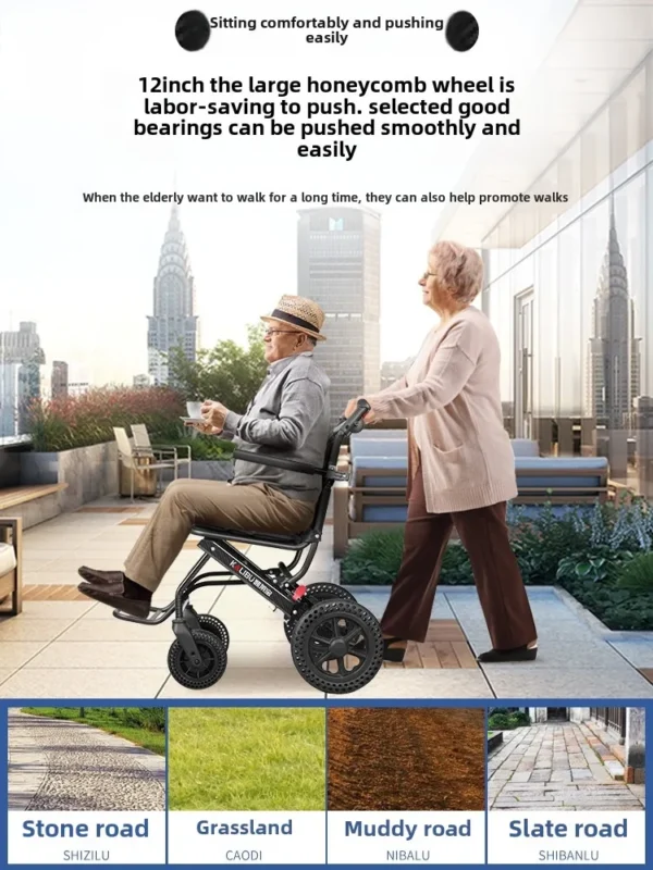 Wheelchair for the elderly folding wheelchair ultra-light small elderly travel