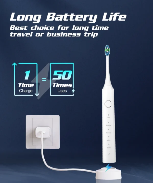 Sonic Electric Toothbrushes for Adults Teeth Whitening Toothbrush IPX7 Waterproof Smart Timer 6 Replaceable Heads Set - Image 6