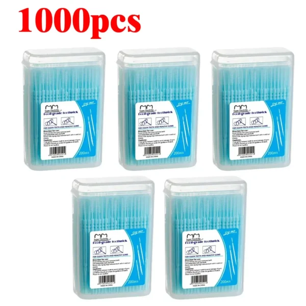 200pcs/box Plastic Toothpicks Double-headed Disposable Interdental Brush Dental Tooth Flossing Head Oral Hygiene Clean The Mouth
