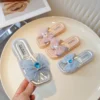 2024 SummerChildren's Sandals Bow Flats Open Toe Kids Slide Non-slip Flip Flops Girls Sandals Cute Princess Beach Slippers Shoe
