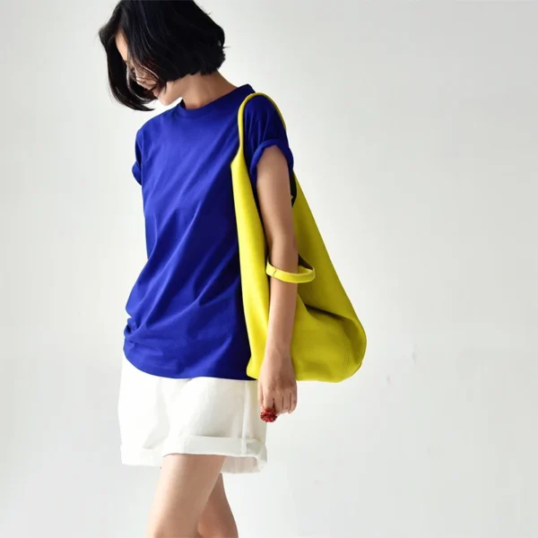 MICOCO T2285C Artistic simple multi - color comfortable round neck short - sleeved T - shirt woman - Image 4