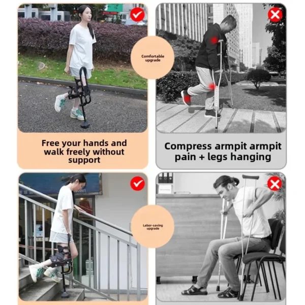 Ankle Fracture Support Brace Disability-Focused Leg Crutches Adjustable Non-Slip Rehabilitation Walkers for Stable Recovery - Image 4