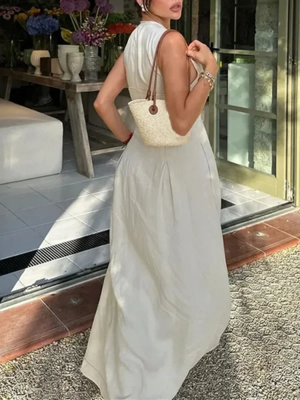 TRAF Zipper Long Dress Woman Pleated Sleeveless Bodycon Dress Summer Elegant Party Dresses For Women 2024 New Midi Dresses - Image 3