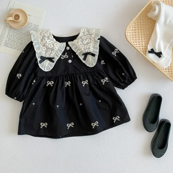 Autumn 0-6Yrs Girls Princess Dress Baby Girl Clothes Clothes Butterfly Collar Baby Girl One Piece Clothes Embroidery Kids Dress - Image 6