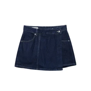 Willshela Women Fashion Denim Navy Blue Front Zipper Mini Skirts Shorts Vintage High Waist Female Chic Lady Shorts