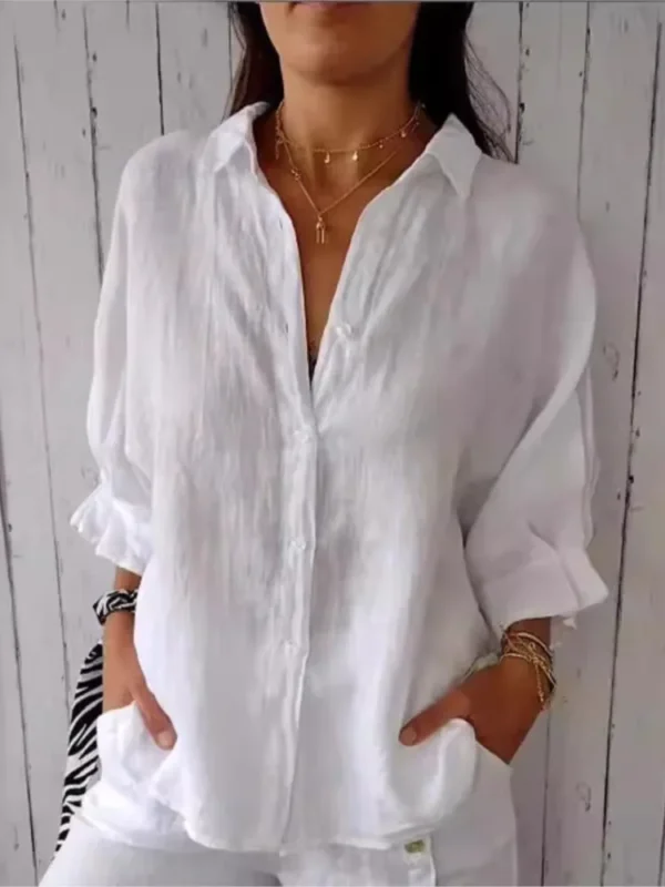 Loose Cotton Linen Shirts For Women Fashion Tie-back Lace-up Button Blouses And Tops 2024 Spring Summer Elegant Women's Shirt