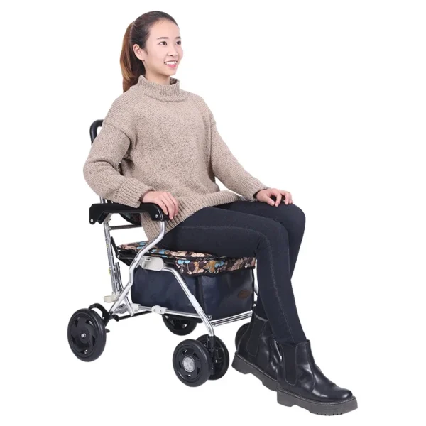 Folding Rollator Walker with Seat and Extra Wide Backrest shopping basket - Image 3