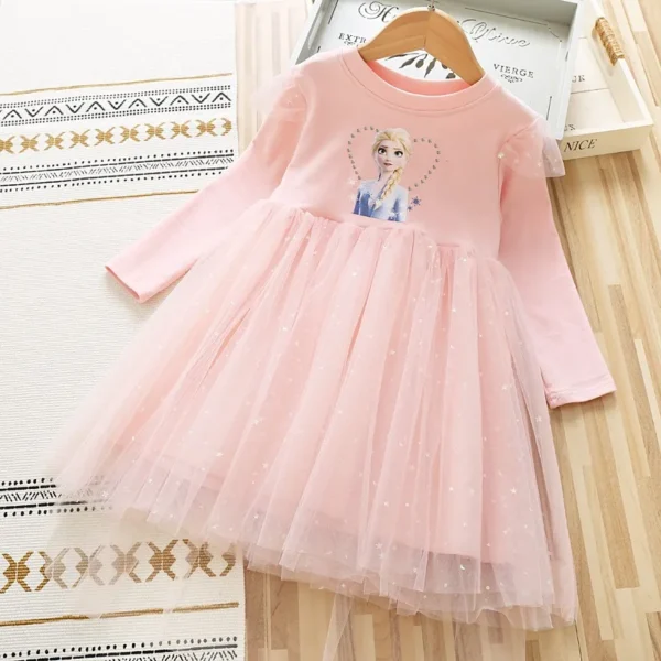 2024 New Princess Dress Girls Dress Long-sleeved For Children's Party Clothes Elsa Frozen Dress Spring Autumn Kids Dress 2-9Y - Image 4