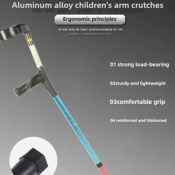 Forearm Medical Crutches for Kids,13 Level Height Adjustable Walking Crutches, Lightweight Aluminum Underarm Cane Walking Stick - Image 4