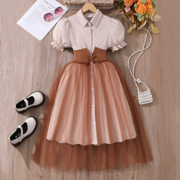 8-12Yrs Girl Dress Summer Black and White Short Sleeve Children Dresses Simple Fashion Teen Girl Clothes Party Big KIds Outfit - Image 2