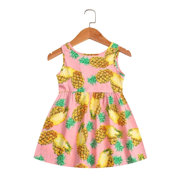 2025 Summer Girls Print Binding Rope Dress For 1-6Years Kids Cotton Sleeveless Sundress Baby Beach Above Knee Mini Casual Dress - Image 3