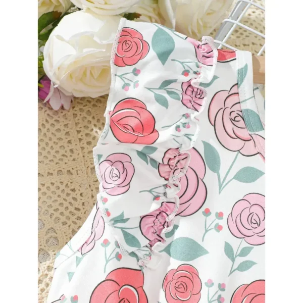 Child Girl Summer Clothing Floral Sleeveless Mesh Dresses Pastoral Fashion College Style Casual Costume for Kid Girl 8-12 Years - Image 5