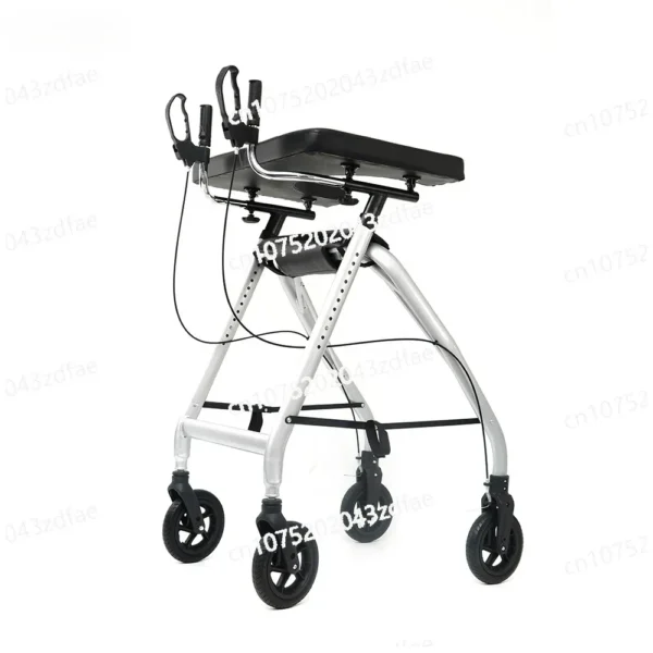 Outdoor Medical Rehabilitation Aluminum Frame Upright Walker 4 Wheels Rolling Rollator for Seniors - Image 3