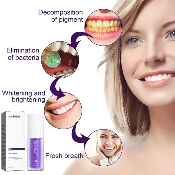 V34 Teeth Whitening Toothpaste Protect Tooth Enamel Intensive Stain Removal v34 Colour Corrector Toothpaste Improve Yellow Teeth - Image 4