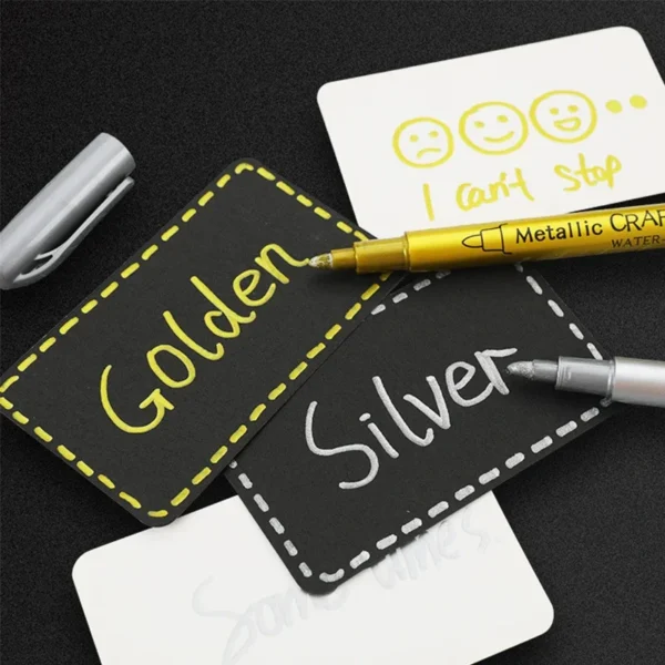 2/1Pc Brush Metallic Marker Pens Gold Silver Color Permanent Art Marker For Manga Crafts Scrapbooking School Stationery Supplies - Image 2