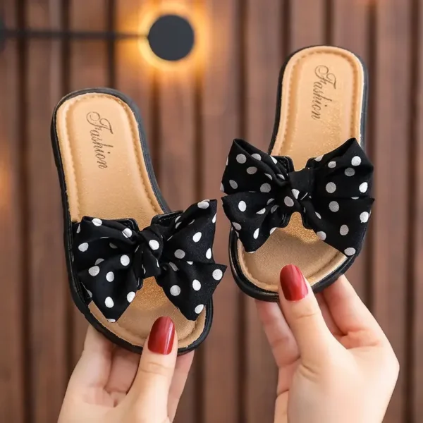 2025 New Bow Flats Open Toe Slide Sandals Non-slip Flip Flops Children Home Slippers Kids Girls Summer Cute Beach Slippers Shoe - Image 6