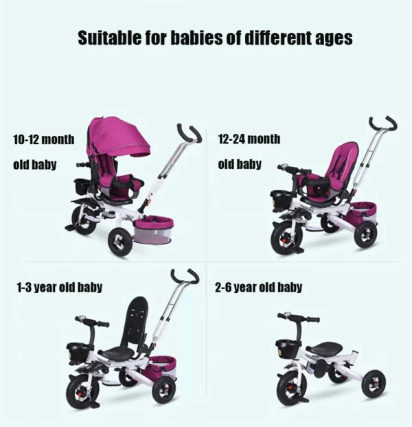 lightweight strollers tricycle for baby, foldable for children age 1-3-5,multifunctional children's tricycle stroller - Image 5