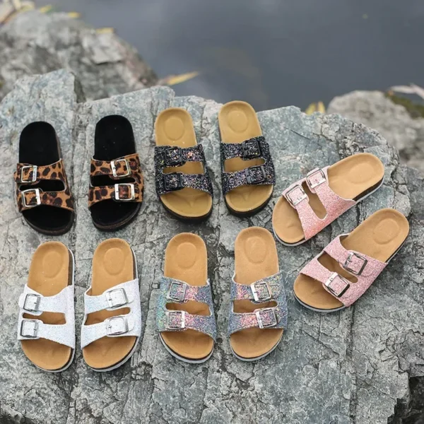 Kids Flip Flops Slides Leopard Boys Girls Slippers Open Toe Beach Sandals Summer Women Men Platform Flats Slingback Shoes - Image 3