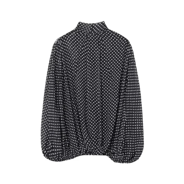 Women Cape Blouse With Tie Detail Spring Casual V Neck Women's Blouse Lightweight Lady Top Long Sleeve Female Shirts & Blousers - Image 2