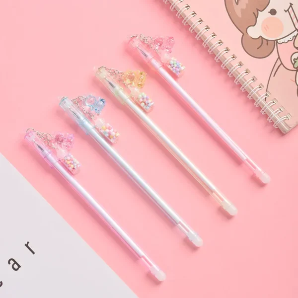 1 Piece Lytwtw's Stationery Cute Drifting Bottle Bear Pendant Gel Pen School Office Supplies Creative Sweet Lovely Erasable Pen - Image 5