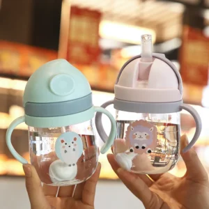 250ml baby feeding cup, children learn to feed, drinking bottle, training cup with straw, leak-proof and choking-proof baby cup
