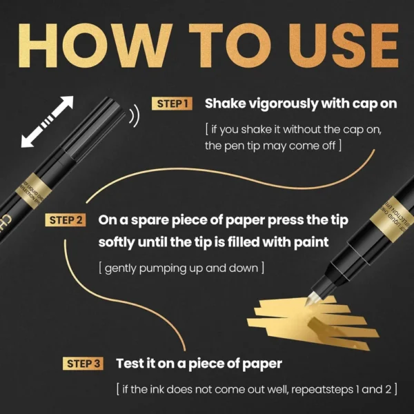 1Pcs Chrome Mirror Marker Pen 0.7mm 1mm 2mm DIY Reflective Paint Pen Permanent Gold Silver Copper Marker Model Painting Marking - Image 6