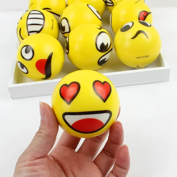 6Pcs/lot 6cm Smile Face Foam Ball Squeeze Stress Ball Outdoor Sports Relief Toy Hand Wrist Exercise PU Toy Balls For Children - Image 5