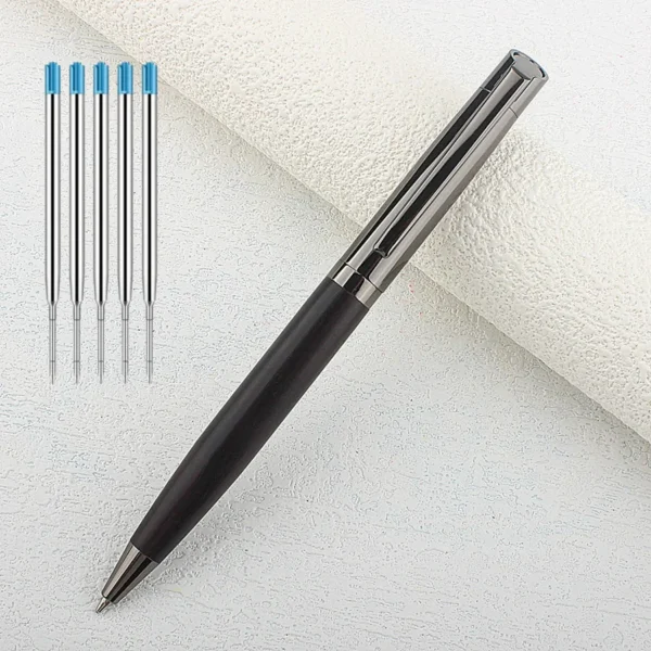 Premium Metal Ballpoint Pen with Wood Barrel for Smooth Writing Experience and High-End Design-Blue Ink-Office-With Pen BAG