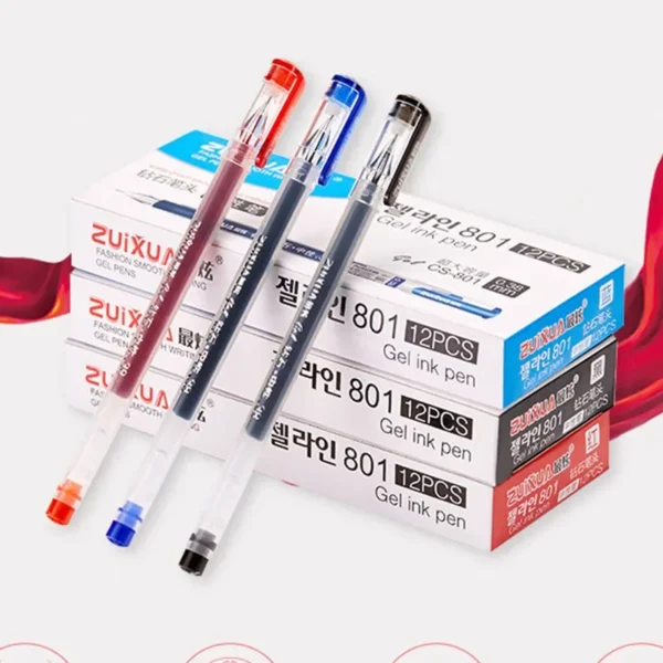 6 Pcs/Set 0.38mm Large-capacity Ink Diamond Tip Gel Pen Black/Blue/Red Refill Exam Signing Writing School Office Supplies - Image 6