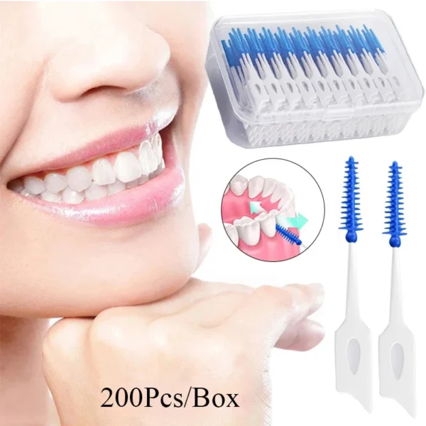 150/200pcs Interdental Silicone Brushes Dental Toothpicks Brush Between Teeth Silicone Toothpicks With Thread Oral Cleaning Tool - Image 3