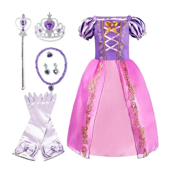 Rapunzel Dress for Girls Cinderella Belle Dress Up Fantasy Children Birthday Party Princess Costume Kids Halloween Clothes - Image 3