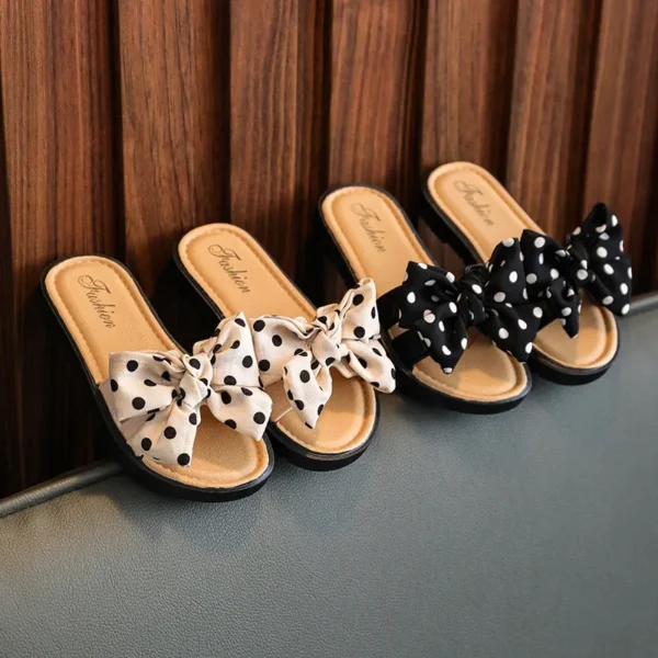 2025 New Bow Flats Open Toe Slide Sandals Non-slip Flip Flops Children Home Slippers Kids Girls Summer Cute Beach Slippers Shoe - Image 2
