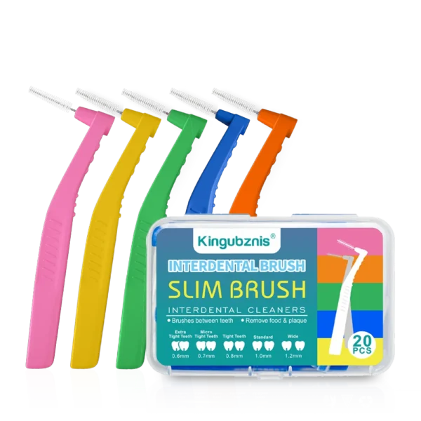 Kingubznis 20pcs Interdental Brush For Dental Orthodontics Clean Between Teeth Cleaning Tools Soft Mini Brush With Dust Cover