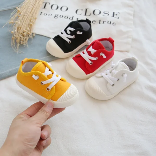 Boys Canvas Shoes Sneakers Girls Tennis Shoes Lace-up Children Footwear Toddler Yellow Chaussure Zapato Casual Kids Canvas Shoes - Image 3